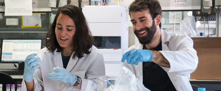 Nursing students in a lab